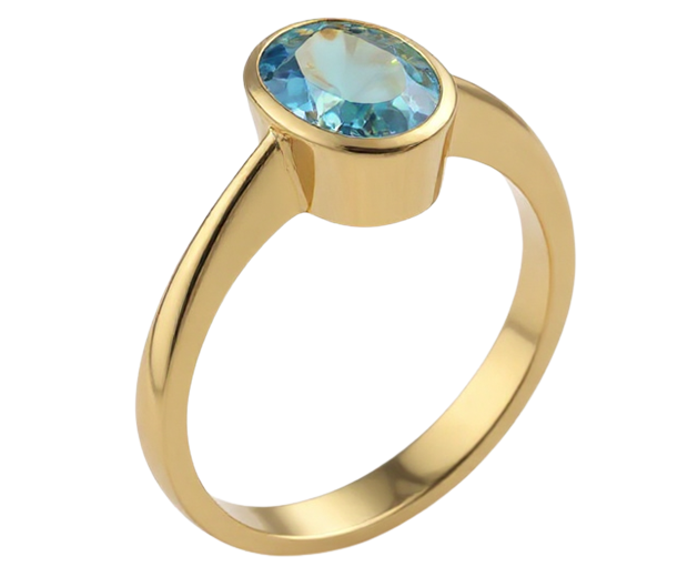 18KT GOLD RING SET WITH 01 BLUE TOPAZ